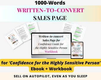 Página de ventas de alta conversión para el libro de trabajo "Confianza para la persona altamente sensible" / Página de ventas de coaching para el programa exclusivo