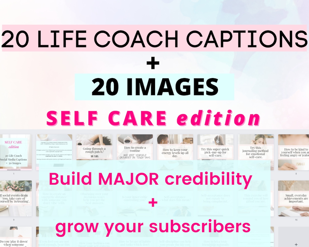 Self Care Captions and Posts for Instagram Life Coach Instagram Posts Life Coach Social Media