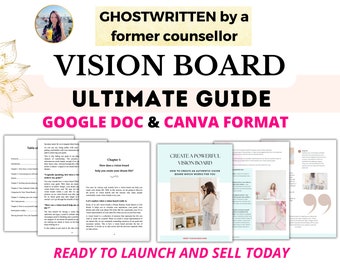 Done for you Vision Board Workbook and Guide | Canva workbook template | Life coaching workbook | Canva template psychology