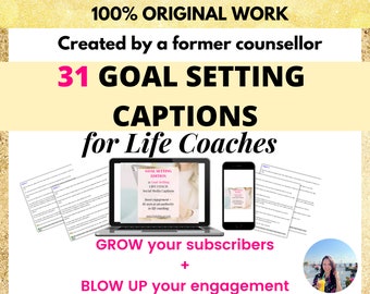 31 Subtítulos de Life Coach para establecer objetivos / Motivación de Instagram / Life Coach Instagram / Subtítulos de Facebook / Publicaciones de Instagram Life Coach