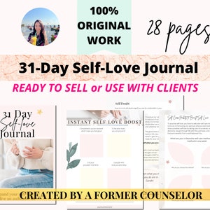 31-Day Self Love Journal | Editable Coaching Workbook | Done for you Workbook | Canva Workbook Template | Canva Template Psychology |