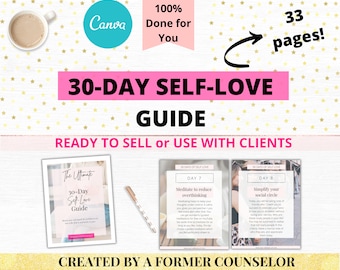30 Day Self Love Guide | Editable Workbook | Coaching Workbook | Coach Workbook Template | Lead Magnet Canva | Done for you coaching tools