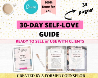 30 Day Self Love Guide | Editable Workbook | Coaching Workbook | Coach Workbook Template | Lead Magnet Canva | Done for you coaching tools