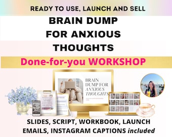 PLR Done-for-you 'Brain Dump Workshop for Anxiety' | PLR course | Done for you digital product | Lead magnet template | Coaching tool