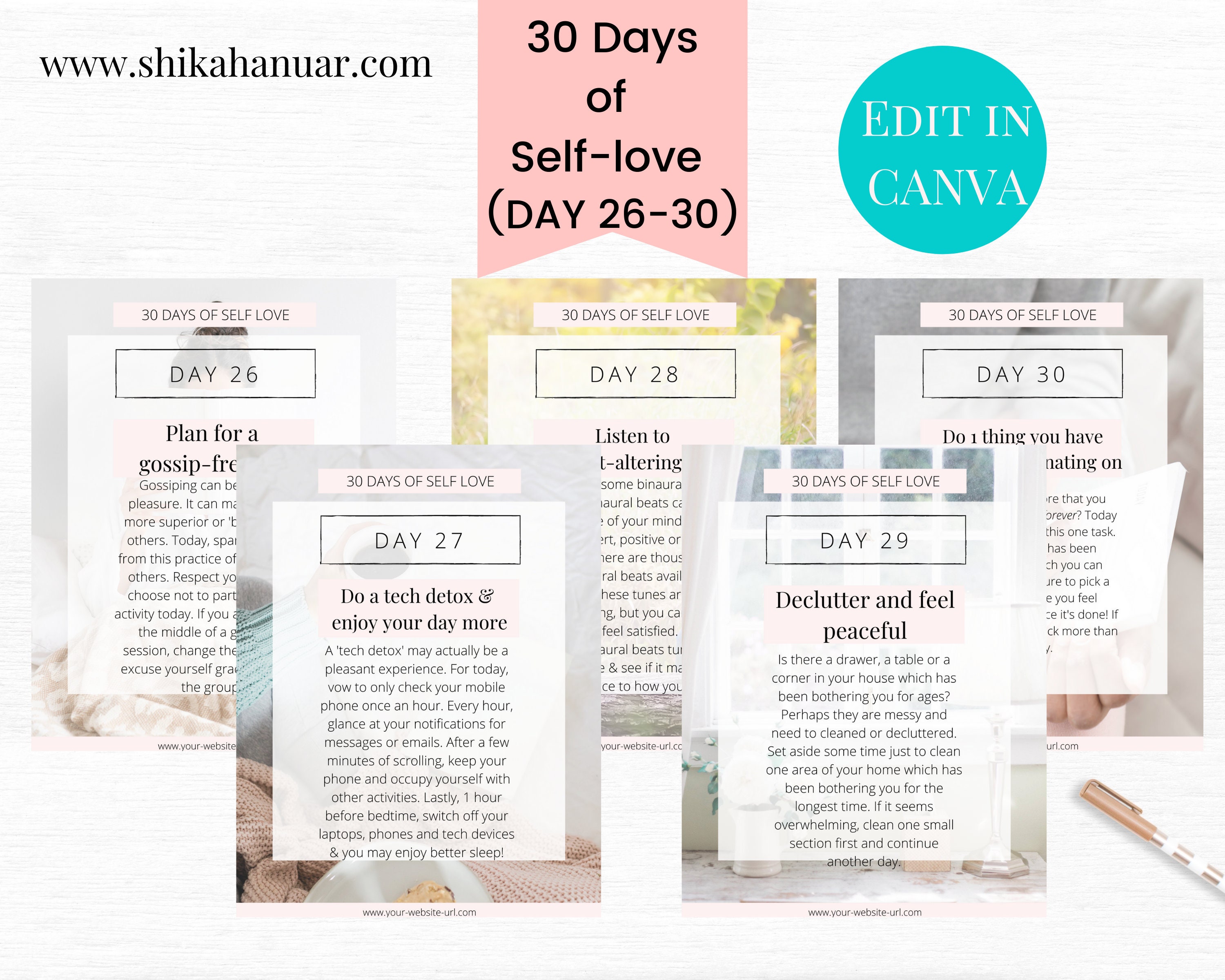 30 Day Self Love Guide | Editable Workbook | Coaching Workbook | Coach ...