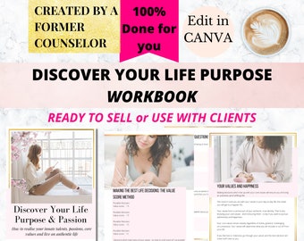 Discover Your Life Purpose Workbook | Life Coaching Tools | Coach Workbook Template | Coaching Workbook | Done for you Content for Coaches