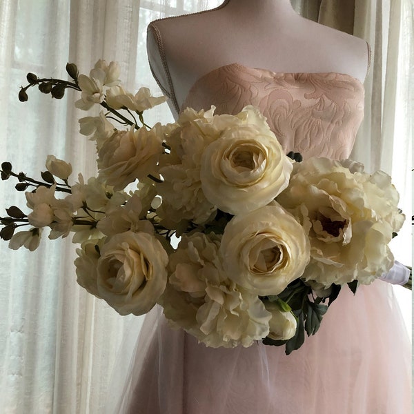 Ready to Ship, Bridal Bouquet, Silk Flowers, Bouquet, Brides Bouquet, Wedding Bouquet, Boho Bouquet, Boho, Silk Wedding Bouquet
