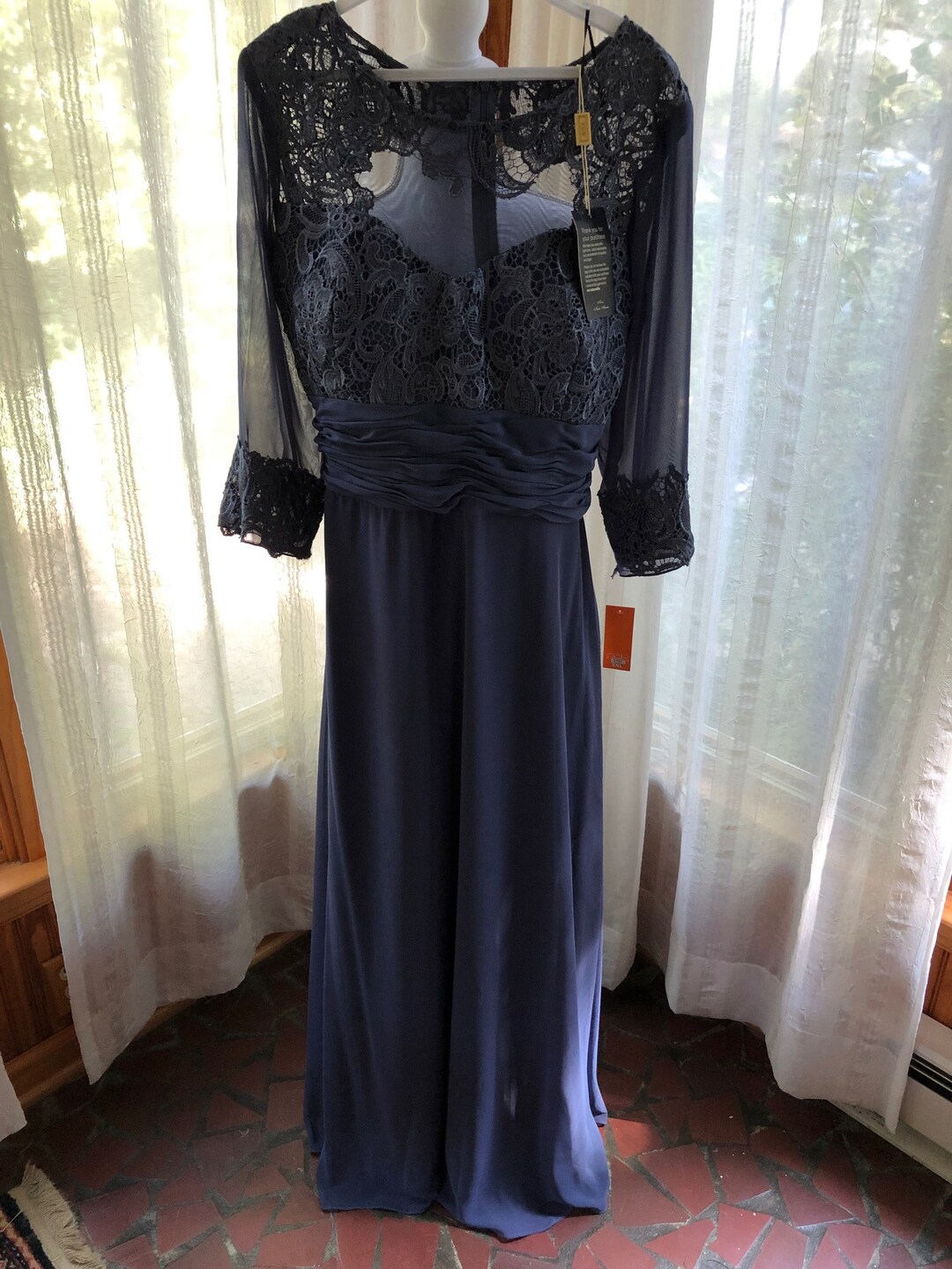 Mother of Bride Dress, Long Dress, Formal Dress, Elegant Dress, Ankle Length Dress, Empire Waist ...