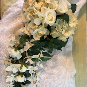 Ready To Ship, Orchid Bouquet, Rose Bouquet, Teardrop Bouquet, Silk Flowers, Bridal Bouquet, Classic Bouquet,