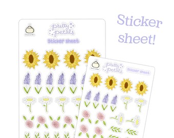 Pretty Petals planner stickers - kiss cut - spring planner stickers - floral stickers - flower stickers - bullet journal - stationery