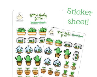 Plant planner stickers - cactus sticker sheet - succulent stickers - kiss cut - plant mom - cactus planner stickers - green plant stickers