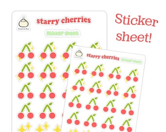 Cherry sticker sheet - planner stickers - bullet journaling - penpal - kiss cut - stars - matte - stationary