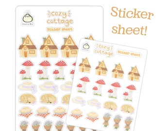 Cottagecore sticker sheet - planner stickers - fairy core - cottage - deer - flowers - mushroom sticker - cottage theme - bullet journal -