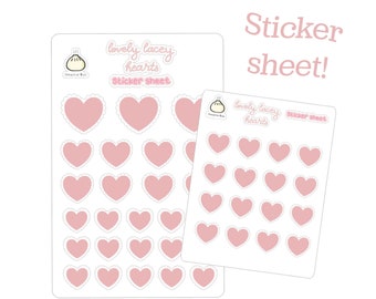 Solid Lace Heart Sticker Sheet (Red)- planner stickers - bullet journal - Valentine’s Day - rainbow - kiss cut - matte - stationery