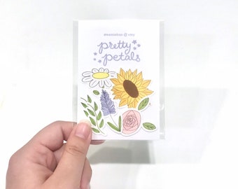 Pretty petals die cut stickers - glossy - floral stickers - spring - flowers - planner stickers - laptop stickers - bullet journal - plants