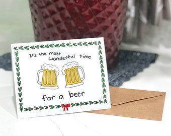 Beer christmas card - funny christmas card - funny greeting card - holiday greeting card - christmas card for dad