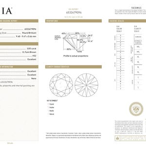 May include: A GIA Natural Diamond Grading Report for a 3.05 carat round brilliant diamond. The document lists measurements of 9.40 - 9.47 x 5.66 mm, a K colour grade with faint brown, VS2 clarity, and an excellent cut grade with no fluorescence.