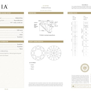 May include: A GIA Natural Diamond Grading Report for a 2.00 carat round brilliant diamond with D colour, VVS2 clarity, and excellent cut. The document displays technical specifications, a diamond profile diagram, and grading scales on a white background.