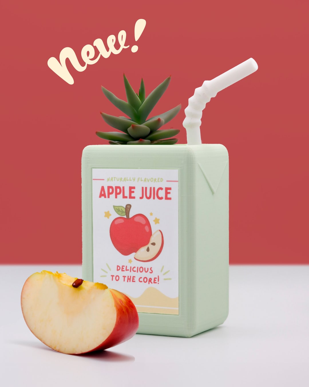 Small Juice Box Planter - 3D Printed Plastic - Pastel Kawaii Drink Flowerpot with Cute Straw