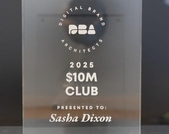 Personalized Acrylic Award Frame: Engraved Memory Plaque, Corporate Sign