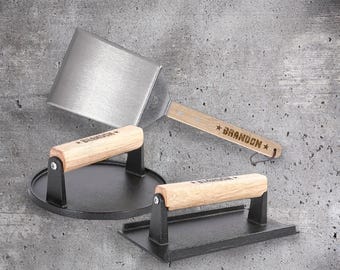 Custom Engraved Smash Burger Set – The Ultimate Gift for Burger & Grill Lovers! Only Handles Engrave