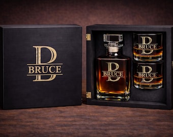 Groomsmen Whiskey Gift Set Personalized Decanter Box Set  Custom Engraved Whiskey Glasses Best Man Gift Groom Squad Wedding Gift
