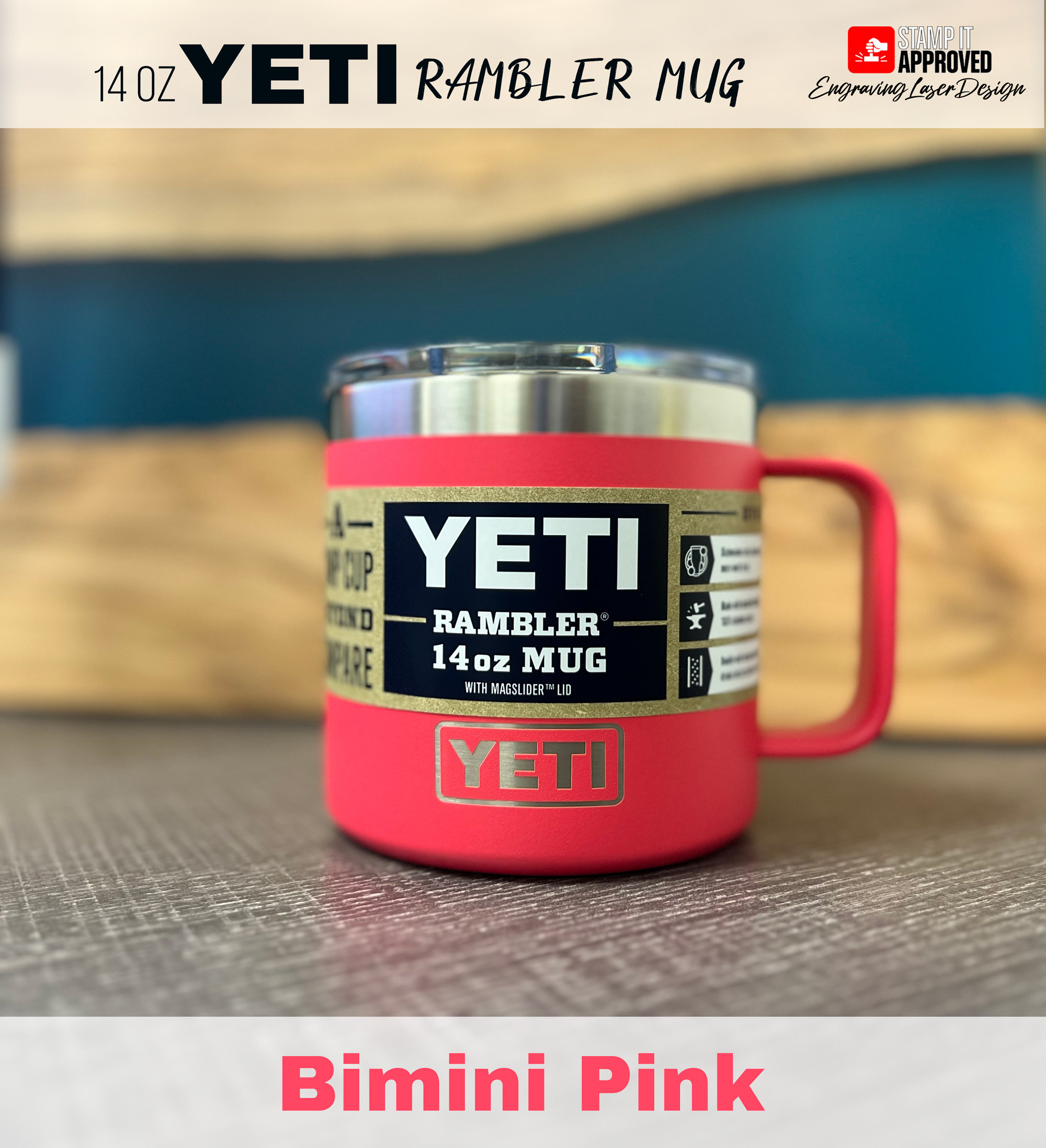 Yeti 14 oz. Rambler Mug with Magslider Lid Bimini Pink