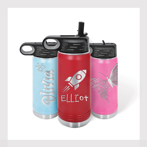 Personalized Hydro Water Bottle / Kids Size Water Bottle / 20oz. Bottle /  Laser Etched / Perfect Size for Kids / Perfect for Back to School 