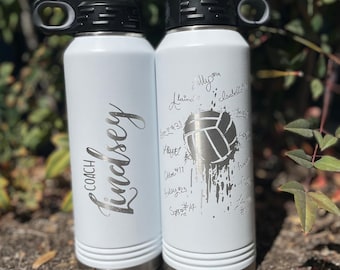 Personalized 40oz Coach Water Bottle: Engraved Team Signatures