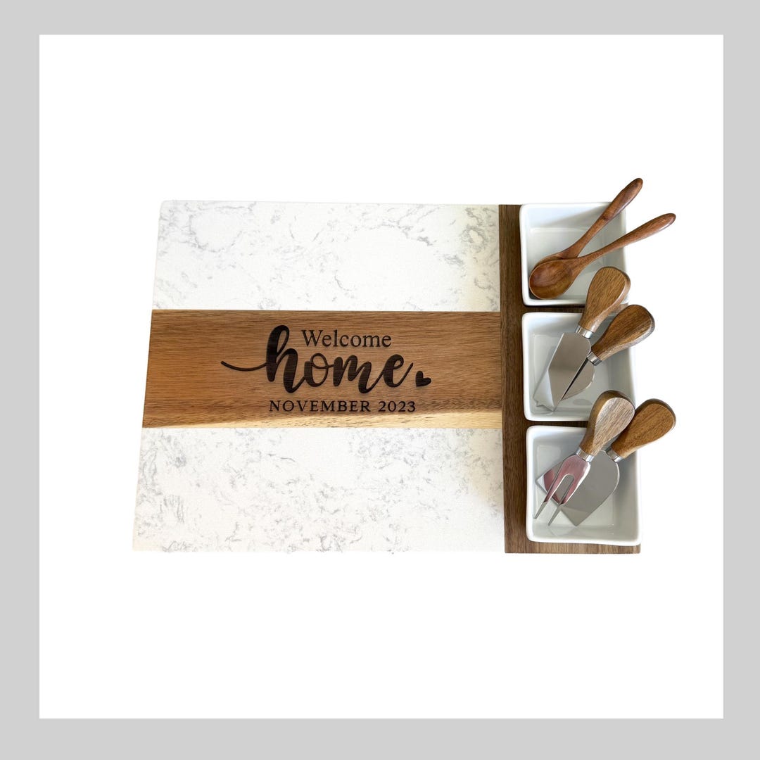 11 Piece Marble Acacia Wood Charcuterie Board Set Personalized Serving ...