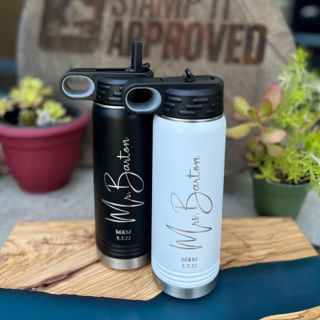 Personalized Engraved Water Bottle With Straw: 20oz Insulated Bottle - Etsy