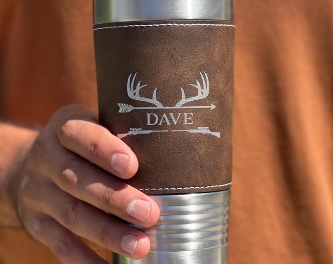 Personalized Leatherette Tumbler: Engraved 20oz Custom Drinkware