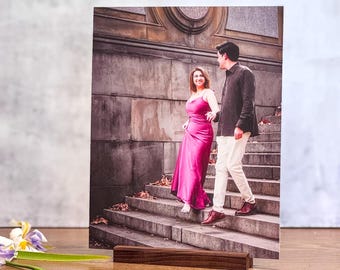 Custom Acrylic Photo Print with Walnut Base: Personalized Keepsake Gift
