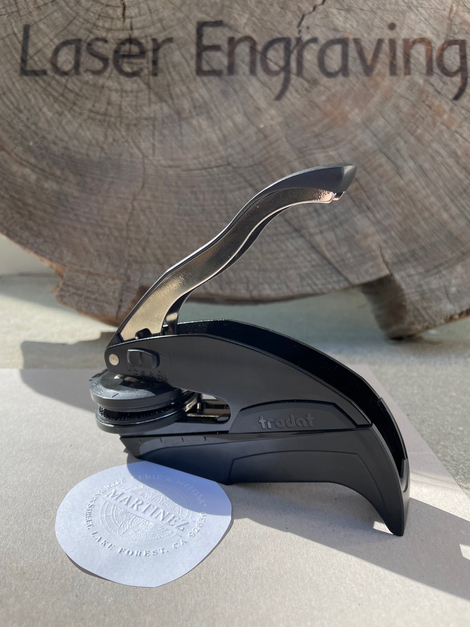 1.5in Round Trodat Custom Pocket Embosser Stamp — Stamp It Approved