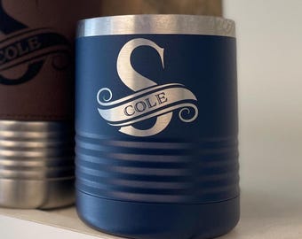 Personalized Engraved Tumbler: 10oz Insulated Camping Cup, Custom Name
