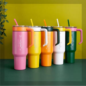 Personalized 40oz Insulated Tumbler: Custom Engraved Travel Mug with Slider Lid
