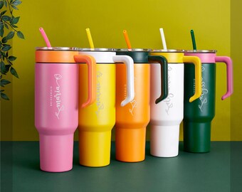 Personalized 40oz Insulated Tumbler: Custom Engraved Travel Mug with Slider Lid