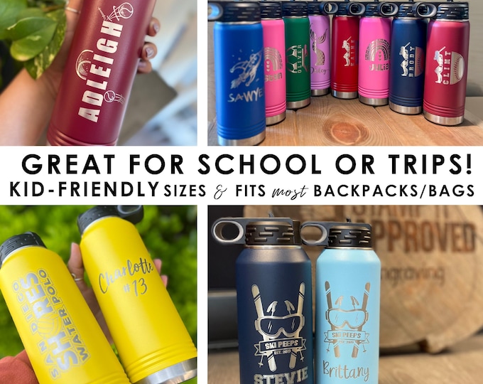 Personalized Engraved Water Bottle: Stainless Steel, Insulated, Custom Name