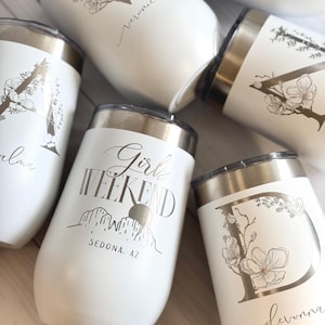 Personalized Wine Tumbler Custom Gift Vacation Gift Holiday Gift Wedding Graduation Girls Trip Birthday Wine Lover Gift 16oz Laser Engraved