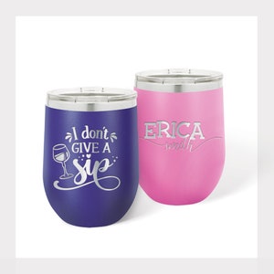 12oz Personalized Wine Tumbler | Engraved Wine Cup with Straw | Custom Wine Tumbler | Custom Design Wine Cup | Birthday Wine Tumbler