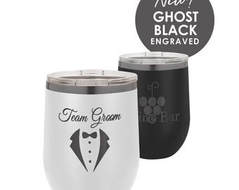 Personalized Wine Tumbler Engraved Black On Black Custom Drinkware Wedding Gift Graduation Birthday Girls Trip Holiday Wine Lover Gift 12oz