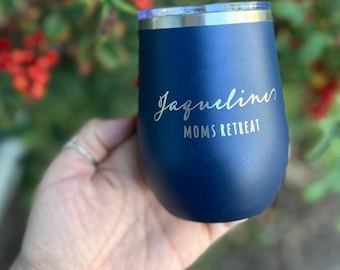Personalized Wine Tumbler Custom Gift Vacation Holiday Wedding Graduation Girls Trip Birthday Wine Lover Gift Wedding Favor 12oz Engraved