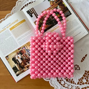 Barbie Girl Bag, Pink Beaded Bag, Vintage Hand Bag