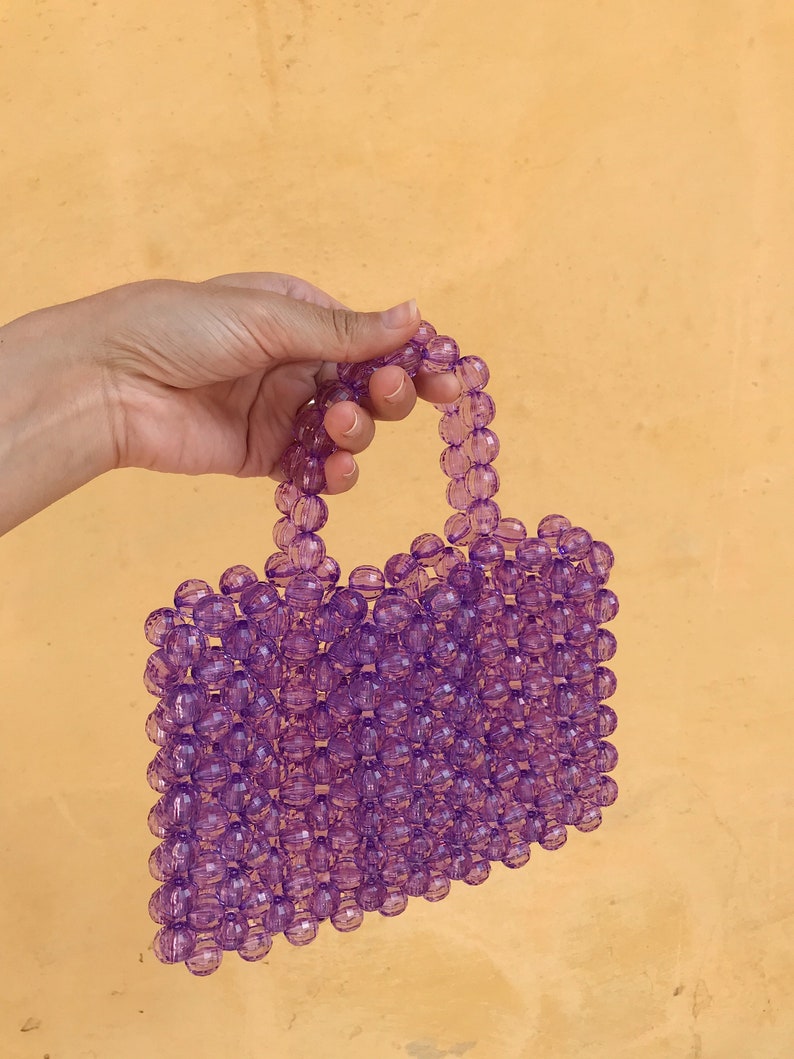 Purple crystal beaded bag | Etsy