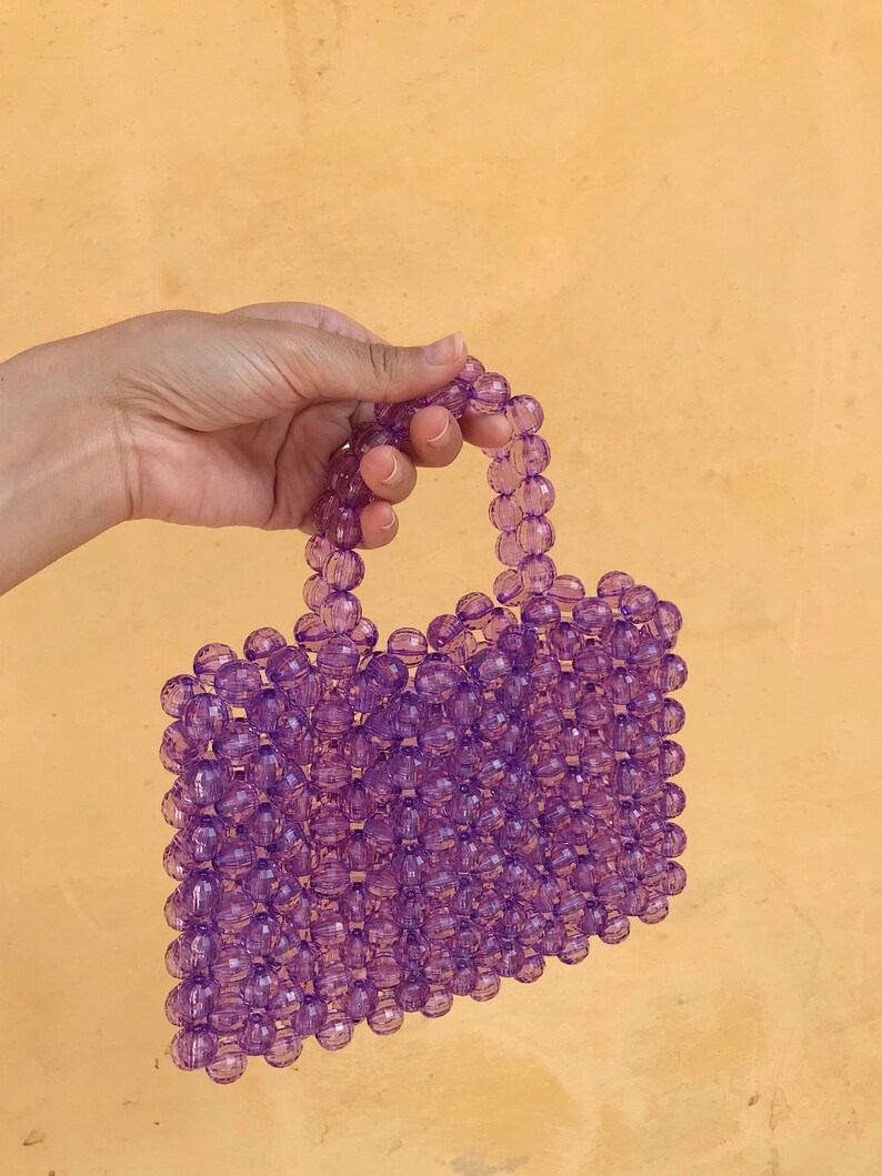 Purple crystal beaded bag Etsy