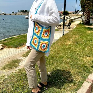 Crochet shoulder bag, colorful bag, summer bag, boho bag, vintage tote bag