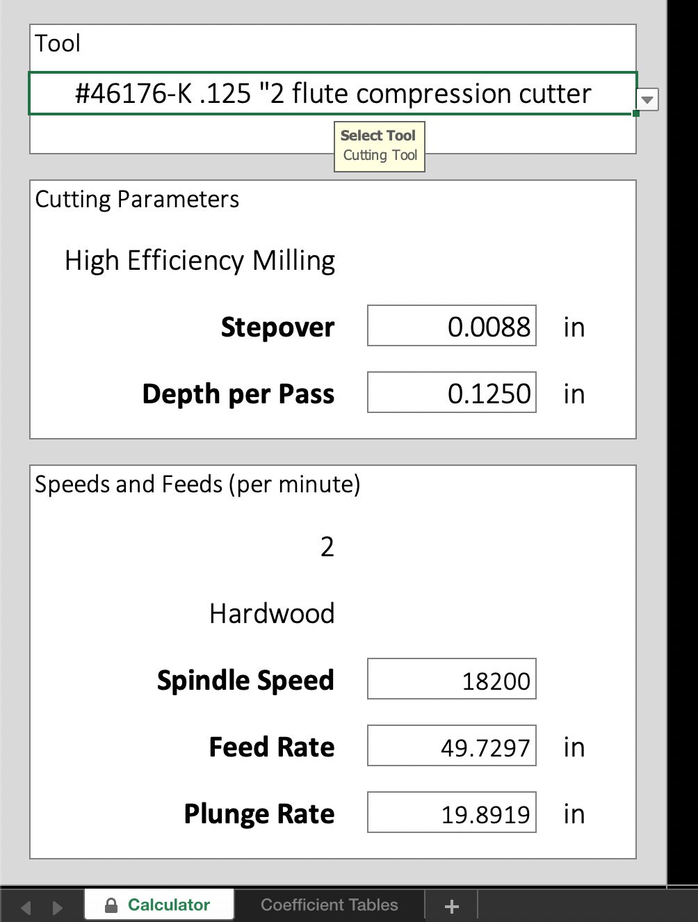 Shapeoko Easy CNC Feeds & Speeds Helper 3 Amana Carbide Create Tool