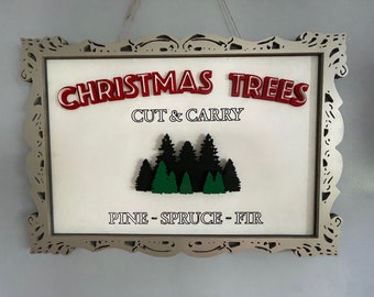 Letrero de árboles de Navidad: Archivos de proyectos CNC cortados con láser