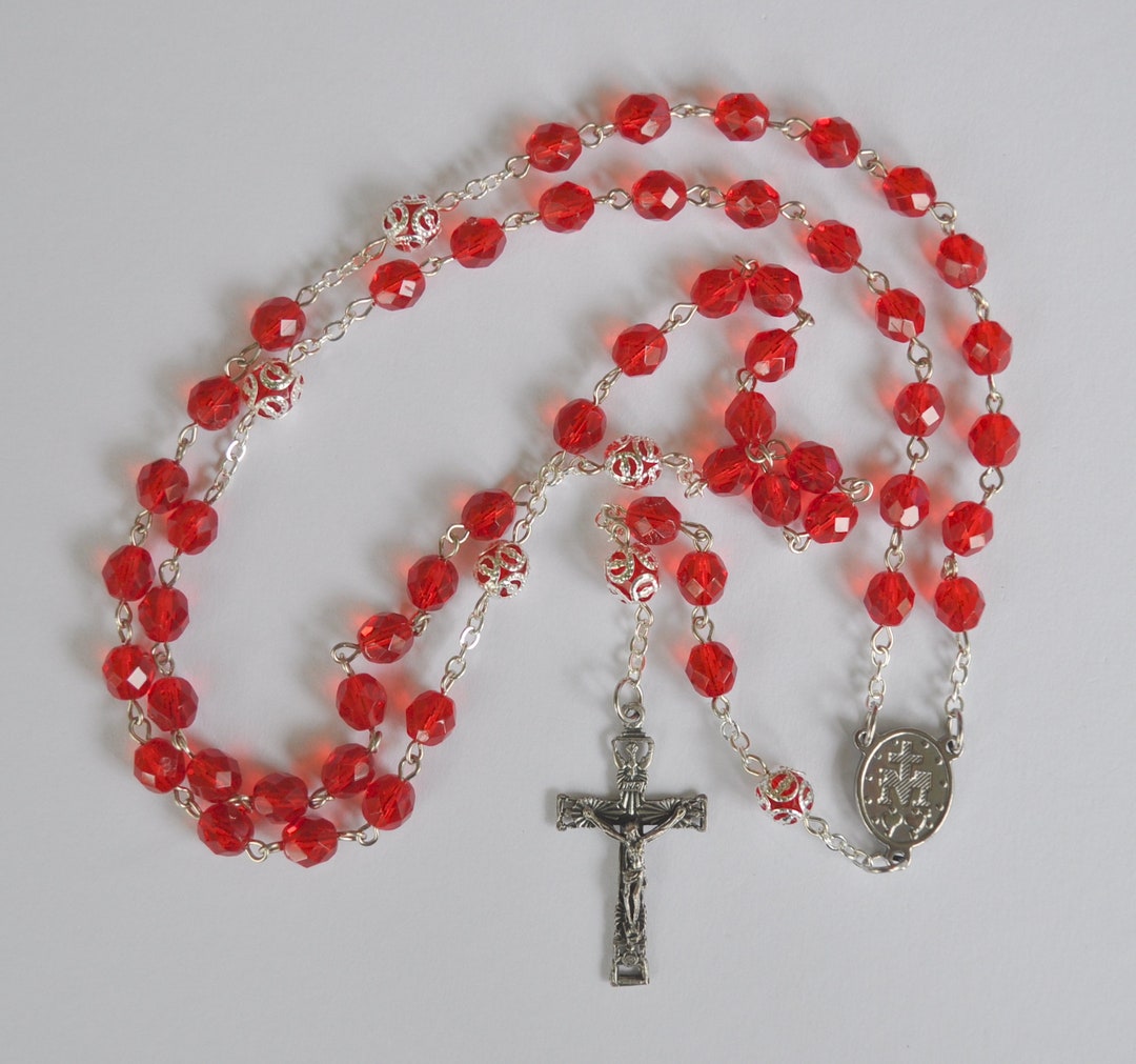 8MM Siam Ruby Handmade Rosary Etsy