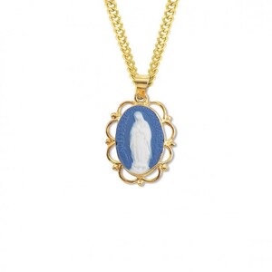 Dark Blue Gold Over Sterling Silver Cameo Miraculous Medal - Etsy